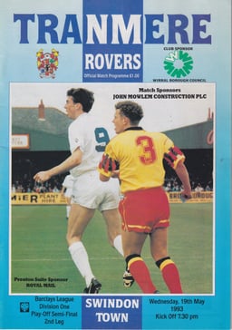 Tranmere Rovers v Swindon Town Match Programme 1993-05-19